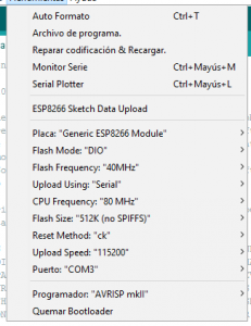 Configuracion ESP01 ESP8266 para IDE Arduino